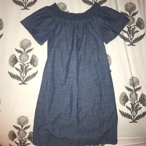 j. crew off-the-shoulder jean dress